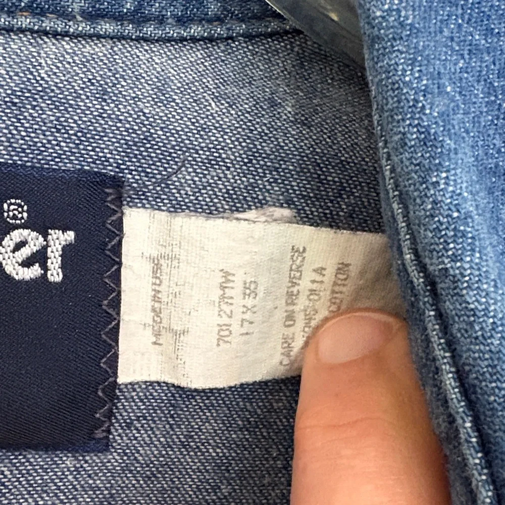 Vintage Pearl Snap Wrangler Men's Dark Blue‎ Button-Down Shirt - Picture 2 of 8
